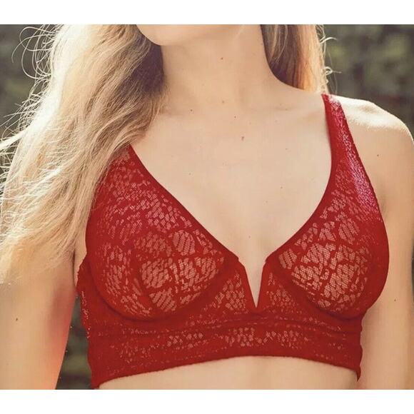 Free People Intimately Bra Small Tameeka Underwire Bralette Berry Electric Red - Picture 1 of 10
